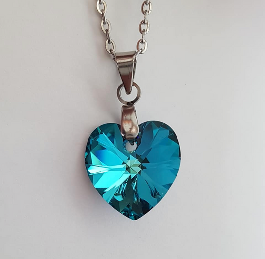 Moyen coeur 14mm en cristal Bleu Bermudes Shimmer