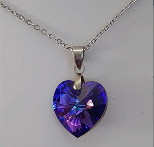 Moyen coeur 14mm en cristal Héliotrope Shimmer