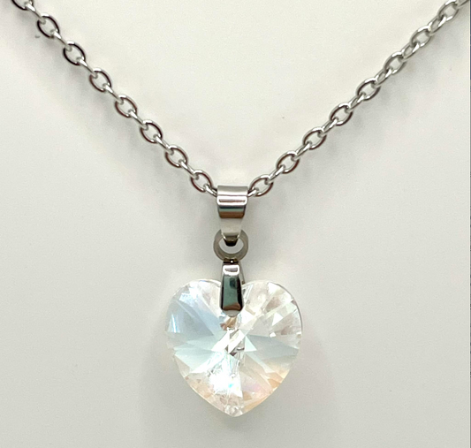 Moyen Coeur 14mm en Cristal Clair Shimmer