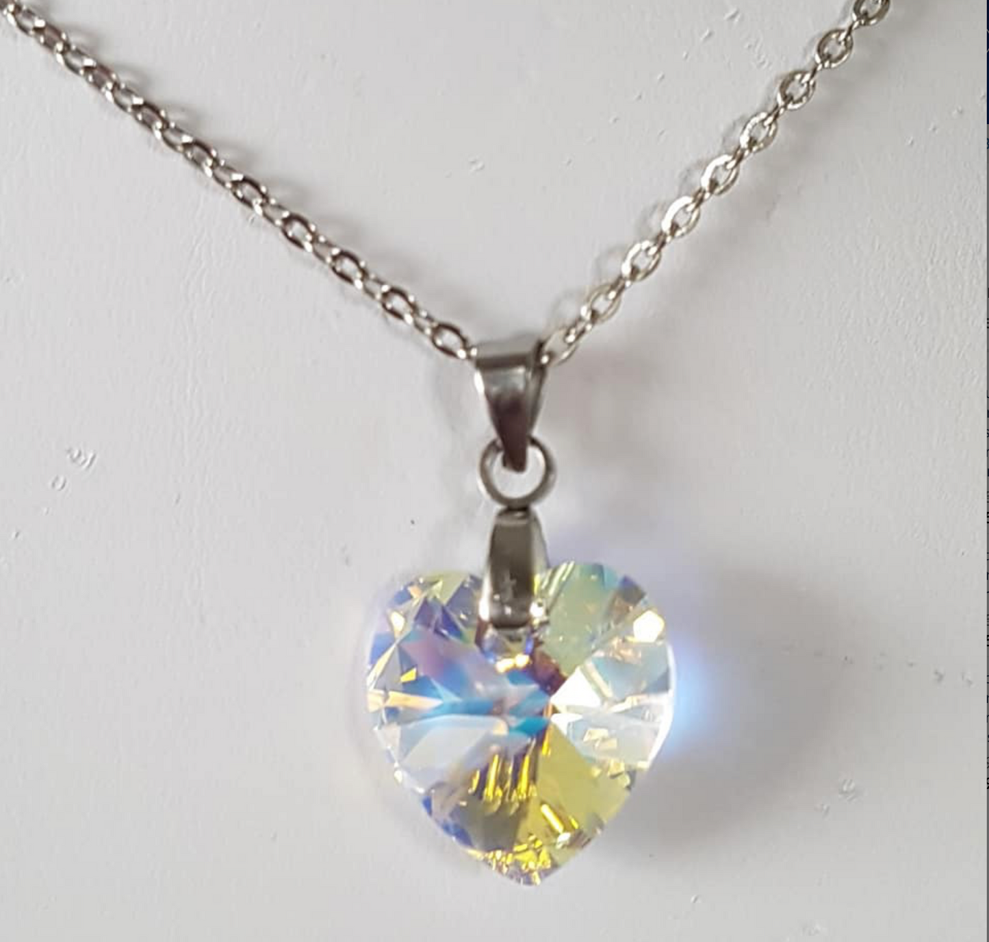 Moyen Coeur 14mm en Cristal Aurore Boréale Dorée