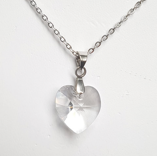 Moyen Coeur 14mm en Cristal Clair Translucide