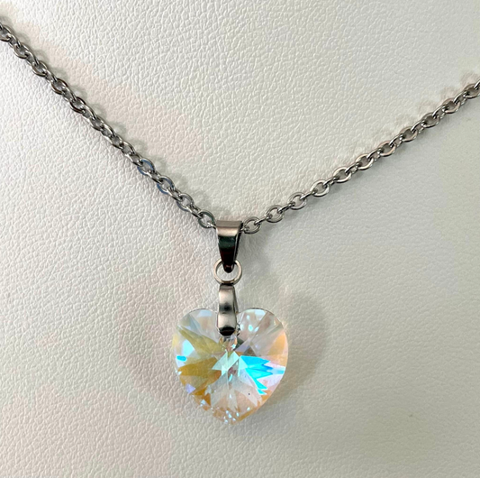 Moyen Coeur 14mm en Cristal Aurore Boréale Bleue