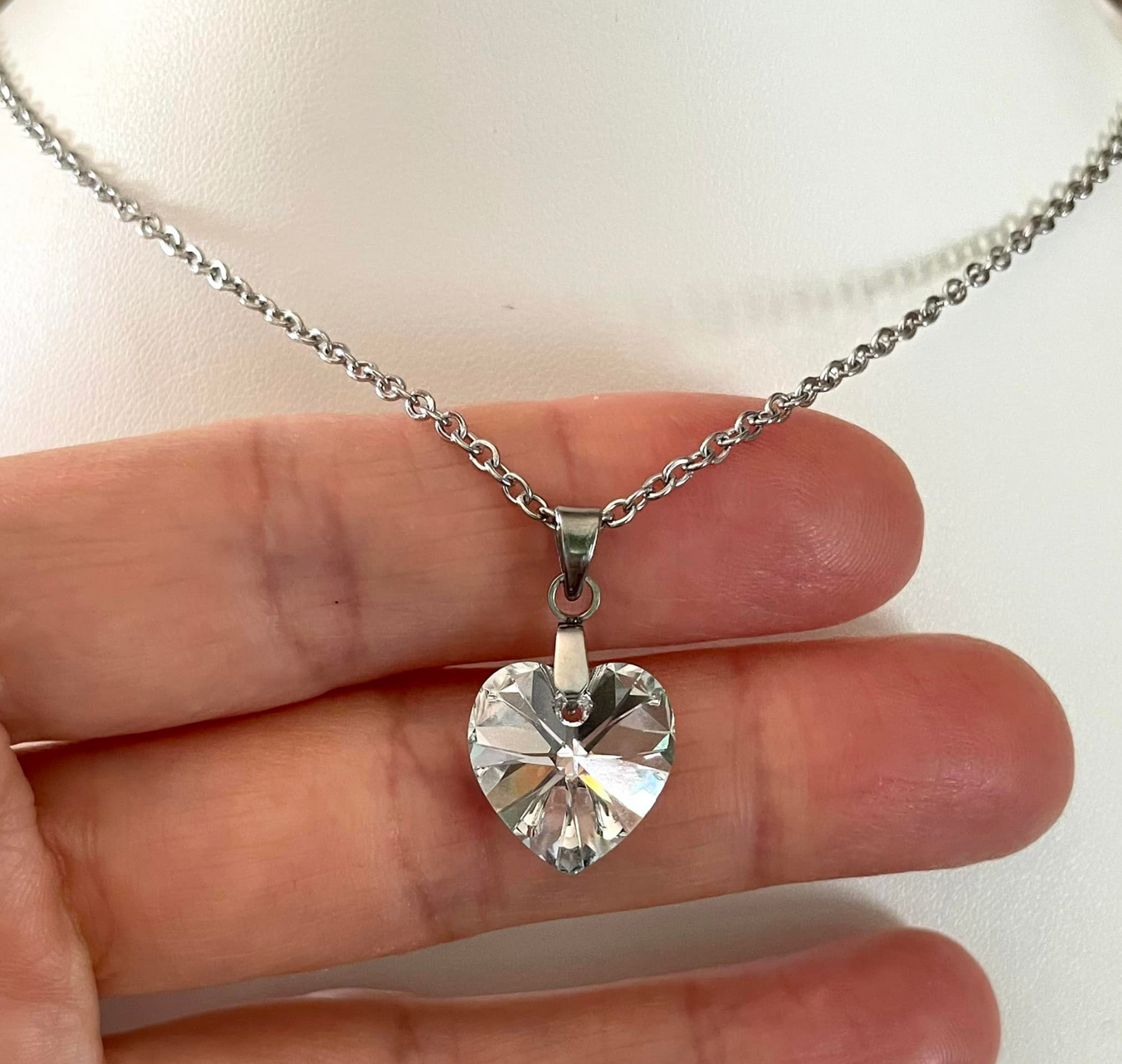 Moyen Coeur 14mm en Cristal Argenté Shimmer