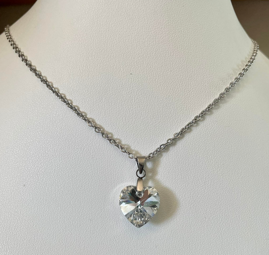 Medium 14mm Heart in Silver Shimmer Crystal 