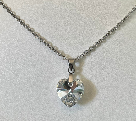 Moyen Coeur 14mm en Cristal Argenté Shimmer