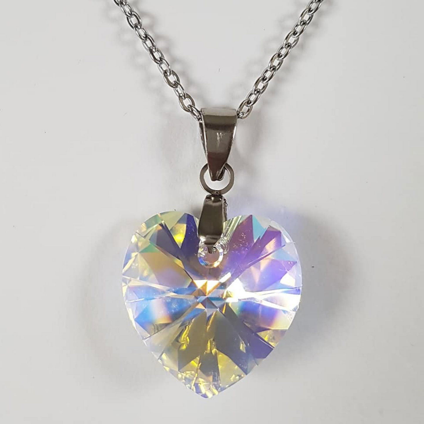 Gros Coeur 18mm en Cristal Aurore Boréale Dorée