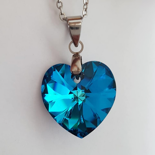 Gros Coeur 18mm en Cristal Bleu Bermudes Shimmer