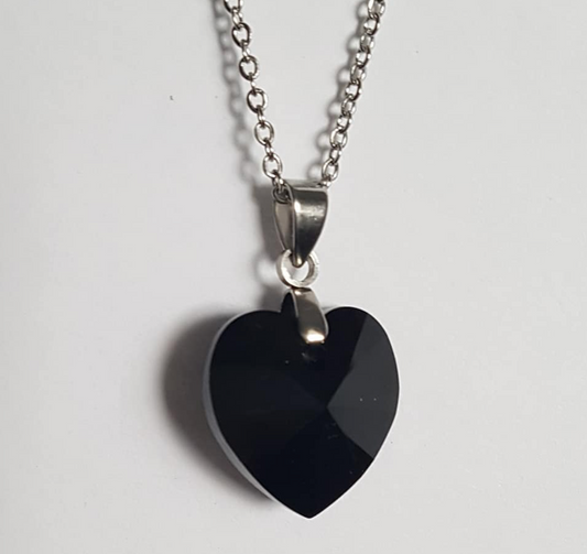 Gros Coeur 18mm en Cristal Noir