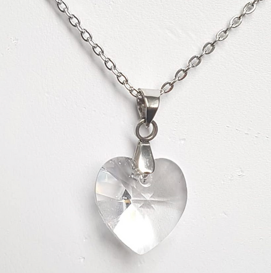 Gros Coeur 18mm en Cristal Clair Translucide