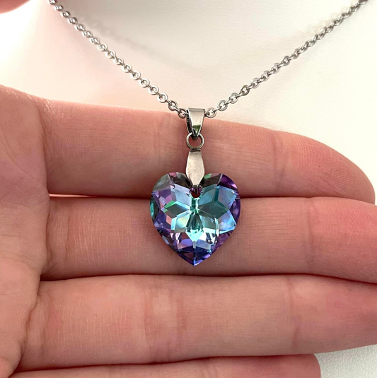 Large 18mm Heart in Extra-Faceted Vitrail Shimmer Crystal 