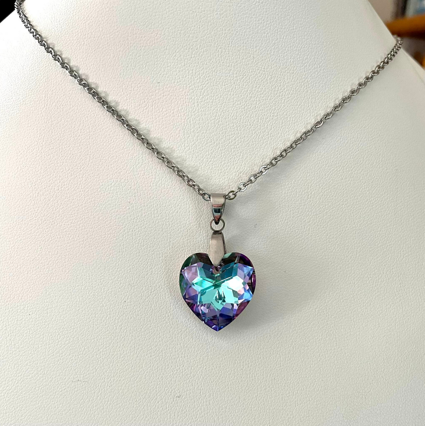 Gros Coeur 18mm en Cristal Extra-Facetté Vitrail Shimmer