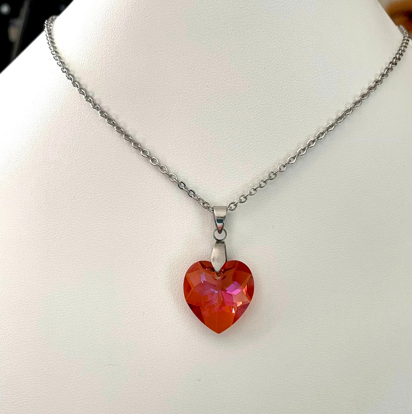 Gros Coeur 18mm en Cristal Extra-Facetté Chili Pepper Shimmer