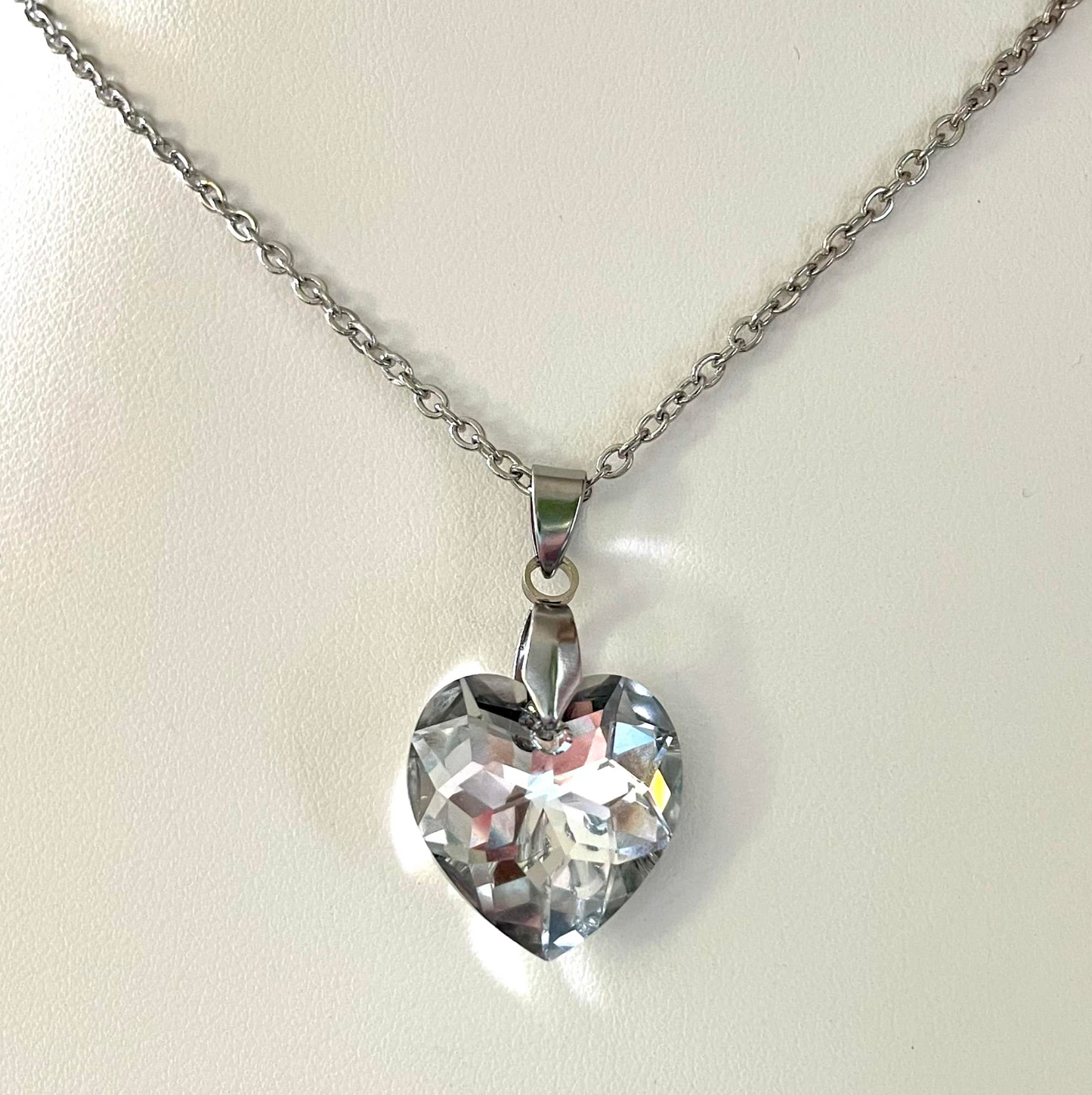 Gros Coeur 18mm en Cristal Extra-Facetté Argenté Shimmer