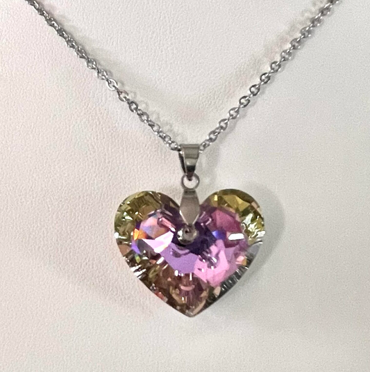 Extra Large 28mm Crystal Heart True Love Vitrail Shimmer 