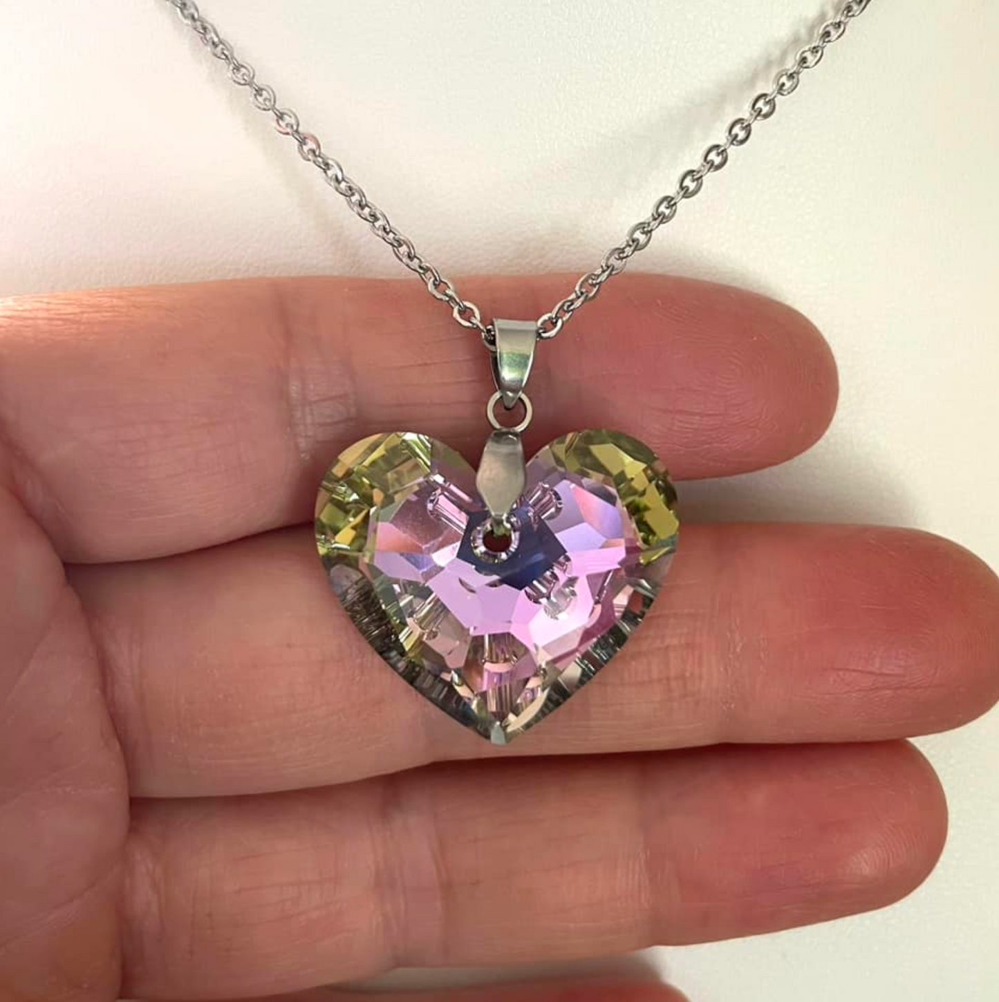Extra Gros Coeur 28mm en Cristal Vrai Amour Vitrail Shimmer