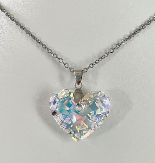 Extra Large 28mm Crystal Heart True Love Golden Aurora Borealis 