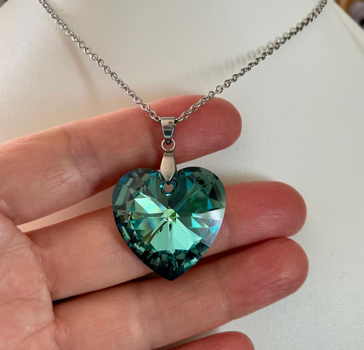 Extra Large 27mm Heart in Bermuda Blue Shimmer Crystal 