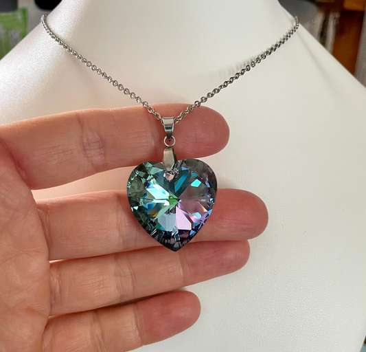 Extra Large 27mm Heart in Vitrail Shimmer Crystal 