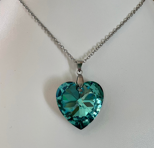 Extra Large 27mm Heart in Bermuda Blue Shimmer Crystal 