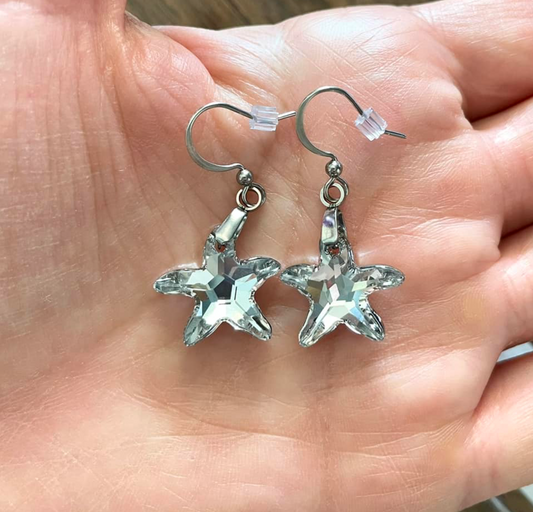 Silver Shimmer Starfish Earrings 