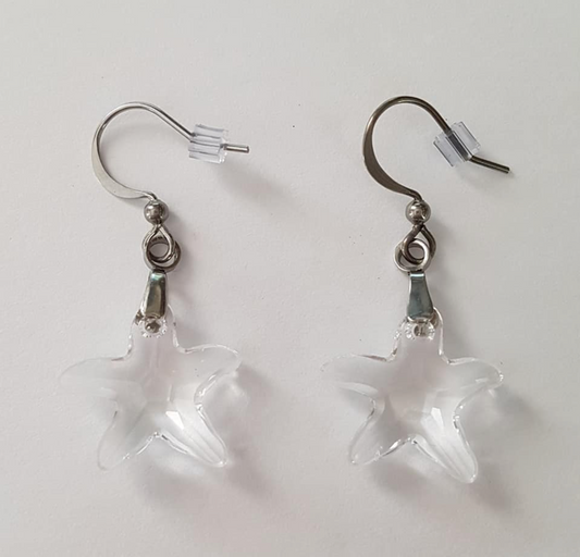 Boucles Étoiles de Mer en Cristal Clair