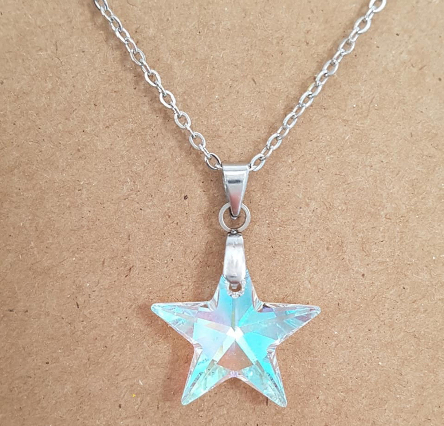 Étoile droite 16mm en Cristal Aurore Boréale Bleue