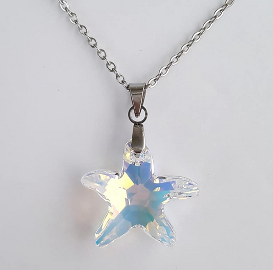 Grosse Étoile de Mer 20mm en Cristal Aurore Boréale Dorée