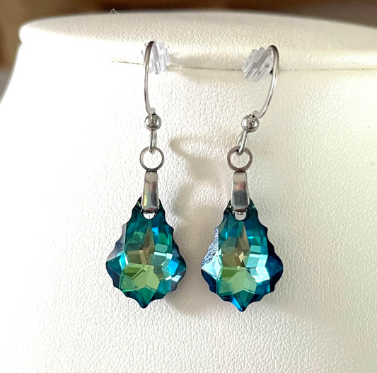 Boucles Baroque en cristal Bleu Bermudes
