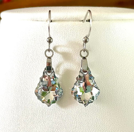 Baroque Silver Crystal Earrings 