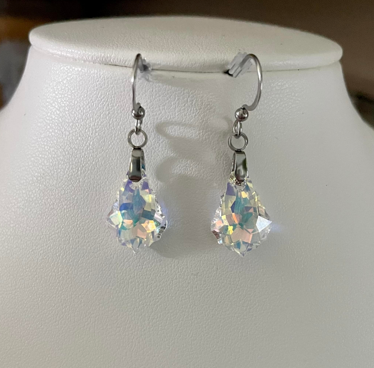Boucles Baroque en cristal Aurore Boréale Dorée