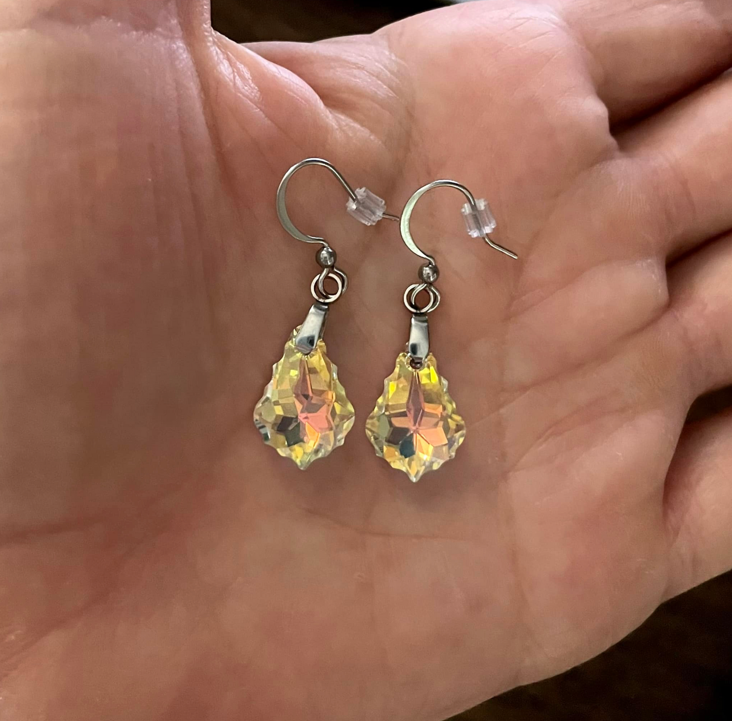 Boucles Baroque en cristal Aurore Boréale Dorée