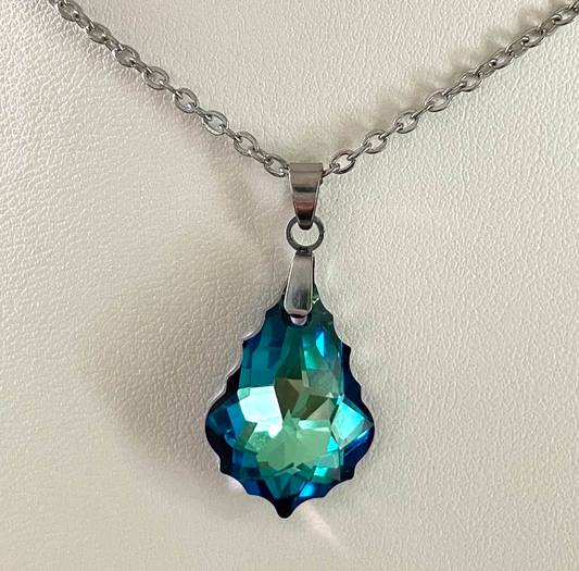 Gros Baroque en Cristal Bleu Bermudes