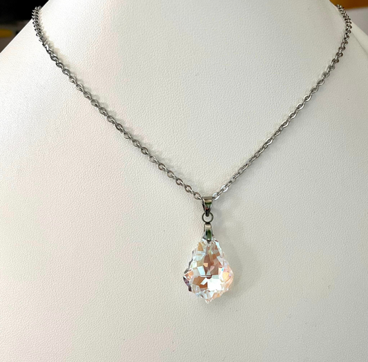 Gros Baroque en Cristal Aurore Boréale Bleue