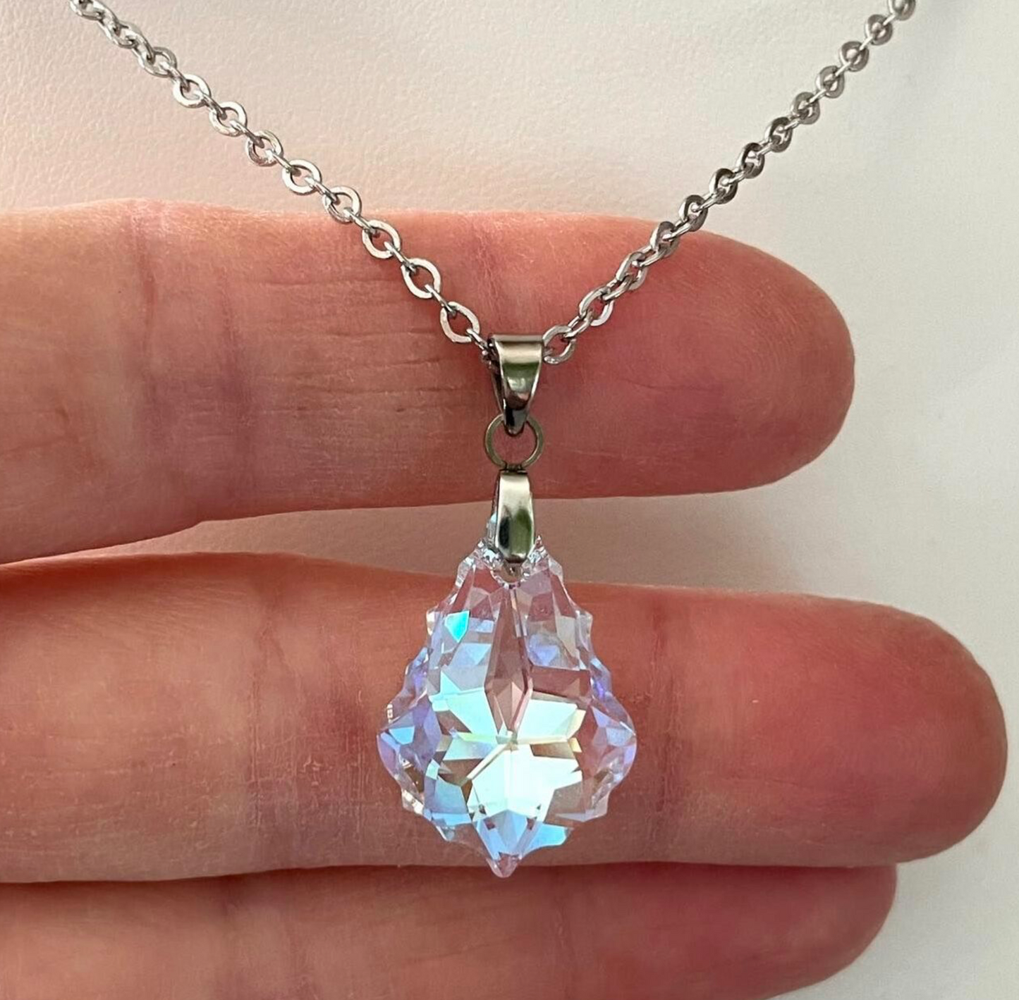 Gros Baroque en Cristal Aurore Boréale Bleue