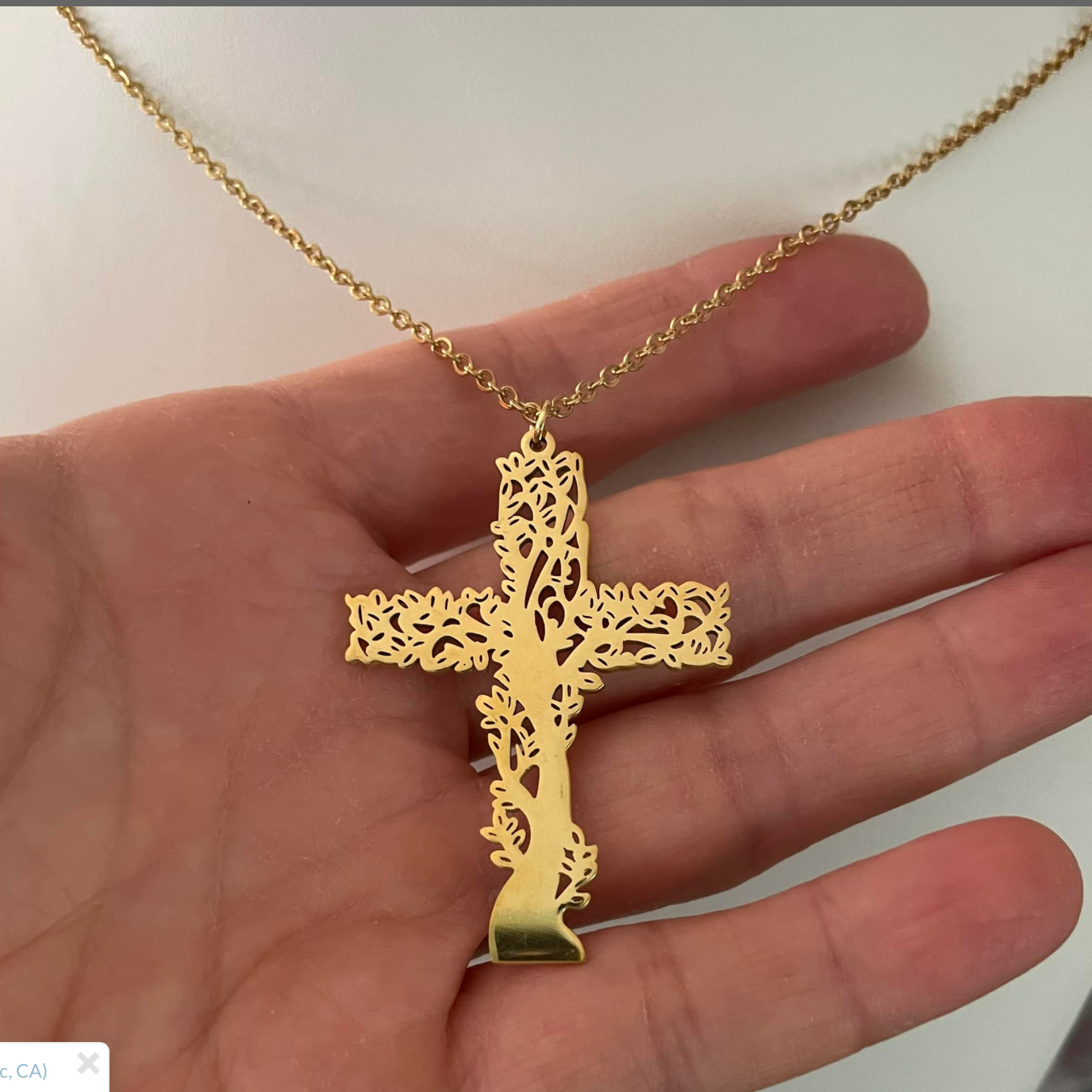 Croix Wicca en inox doré