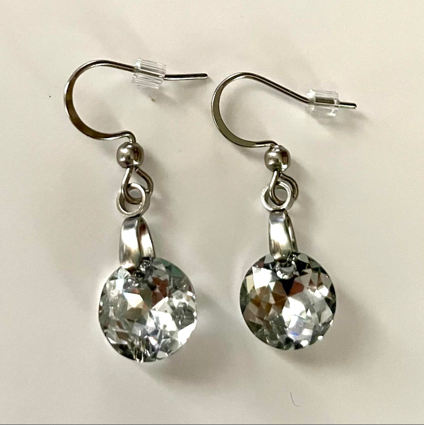 Boucles Classiques en cristal Argenté