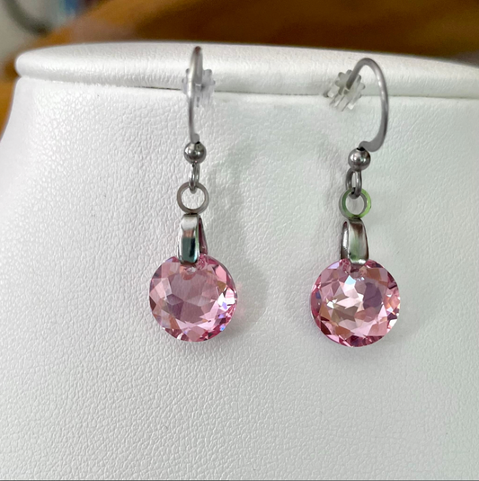 Boucles Classiques en Cristal Rose Clair Shimmer