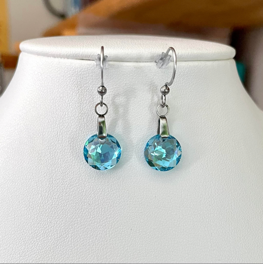 Boucles Classiques en Cristal Aigue-Marine Shimmer