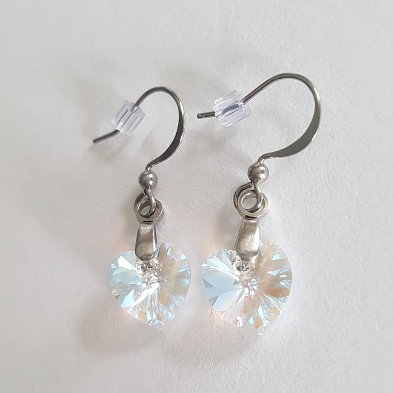 Boucles Coeur en Cristal Clair Shimmer