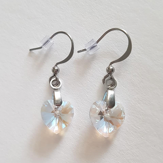 Clear Crystal Shimmer Heart Earrings 