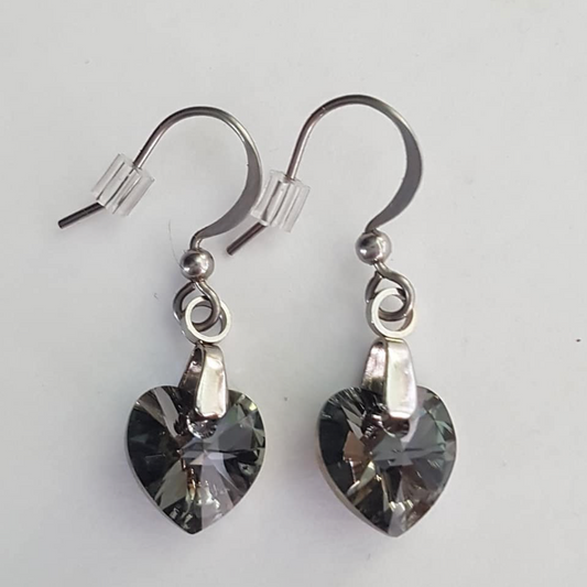 Boucles Coeur en Cristal Silvernight