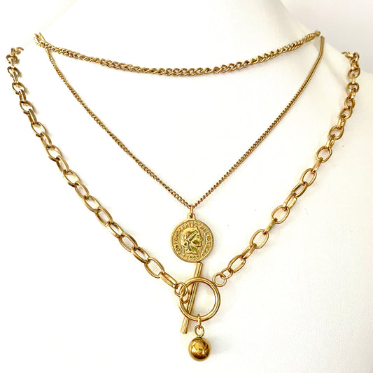 Collier Déesse en inox doré