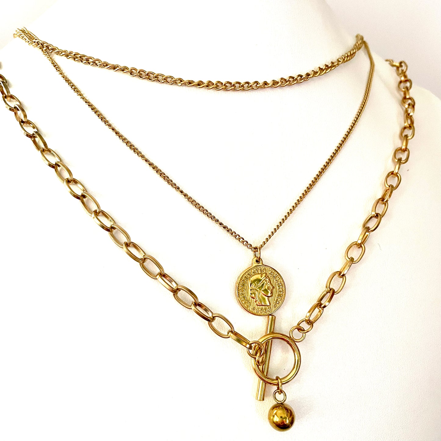 Collier Déesse en inox doré