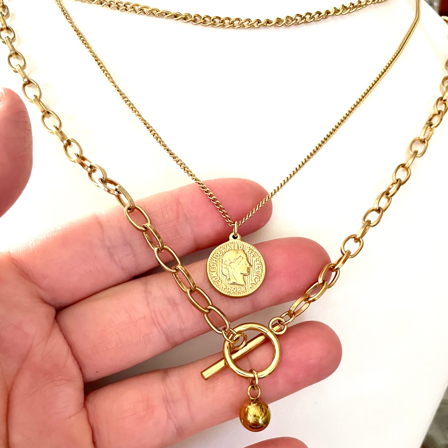 Collier Déesse en inox doré