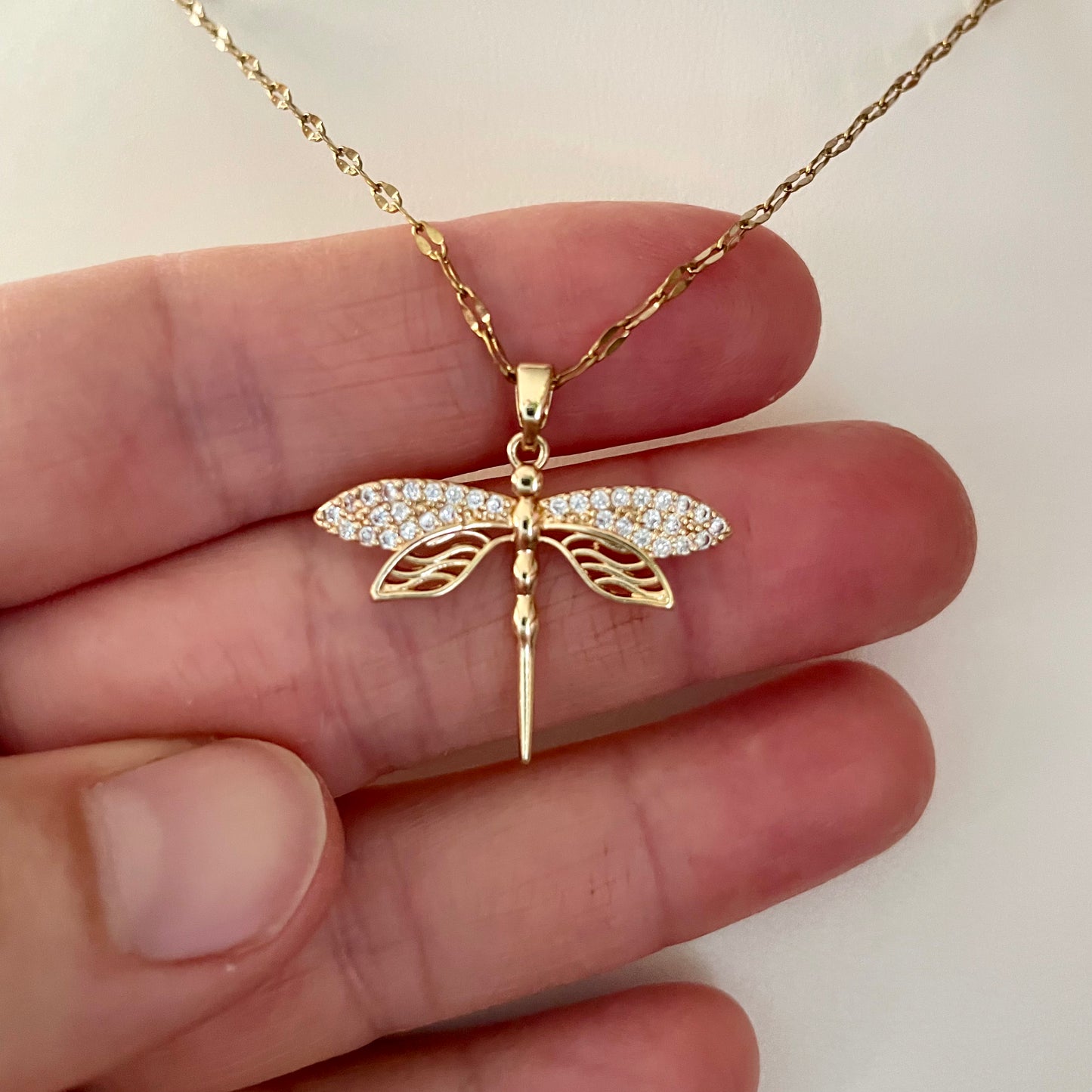 Collier Libellule en inox doré