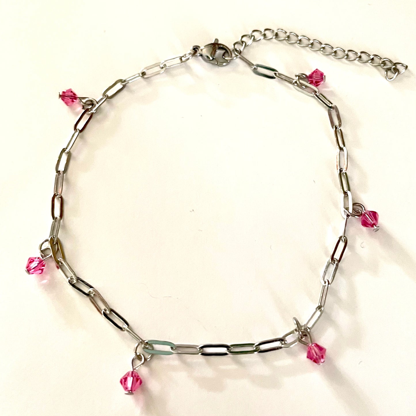 Chaîne de Cheville en cristal rose