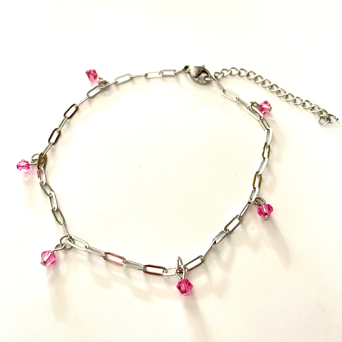 Chaîne de Cheville en cristal rose
