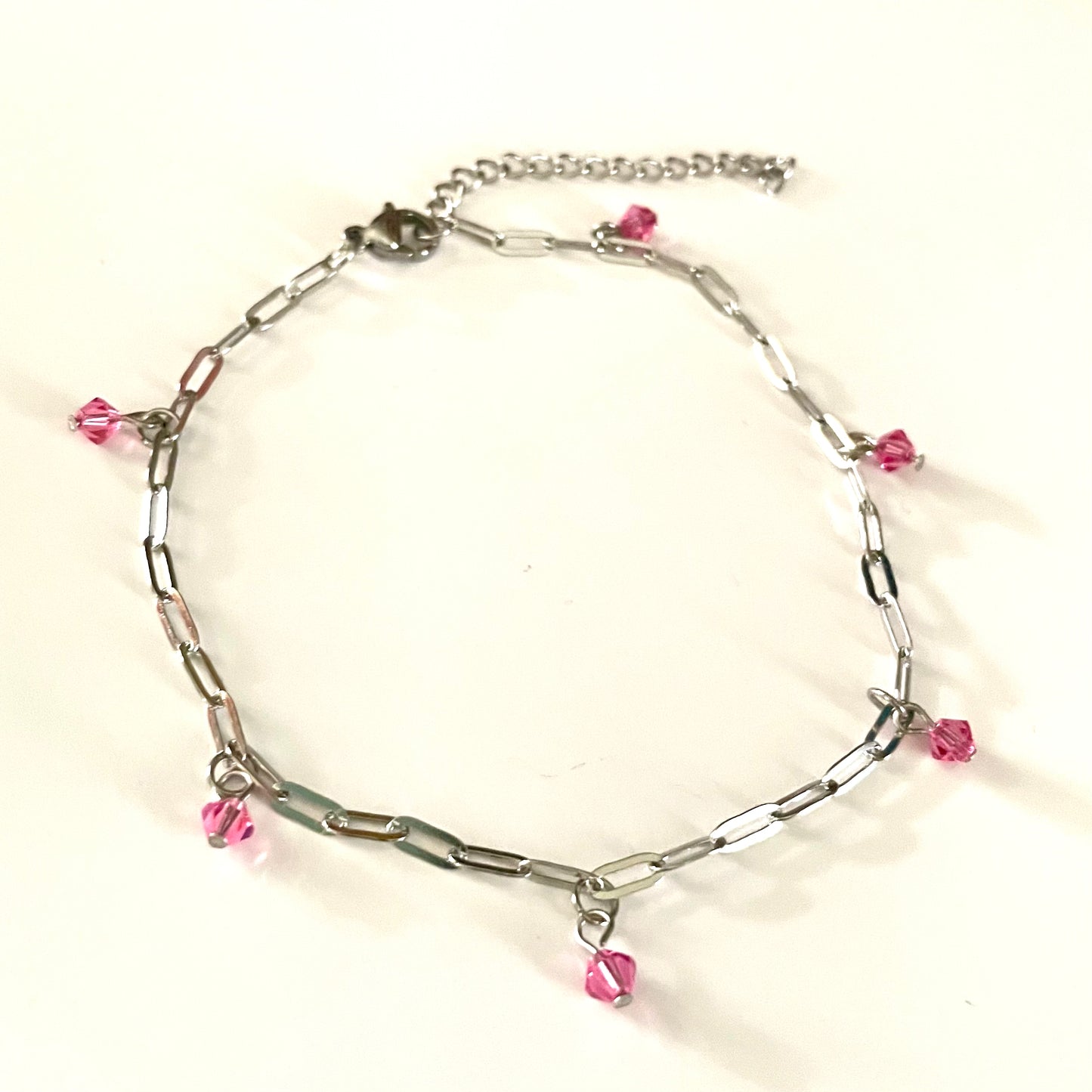 Chaîne de Cheville en cristal rose