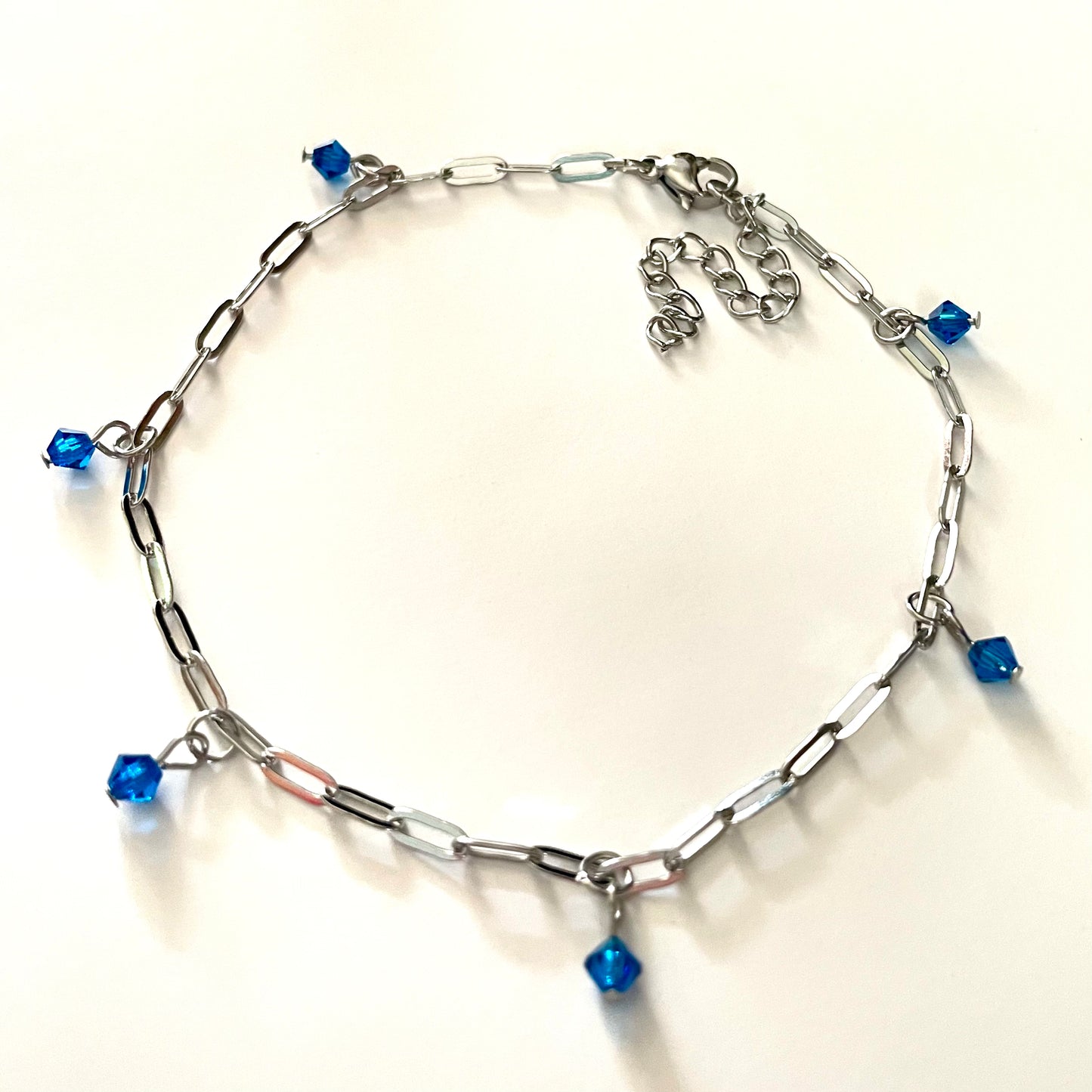 Chaîne de Cheville avec cristal bleu capri