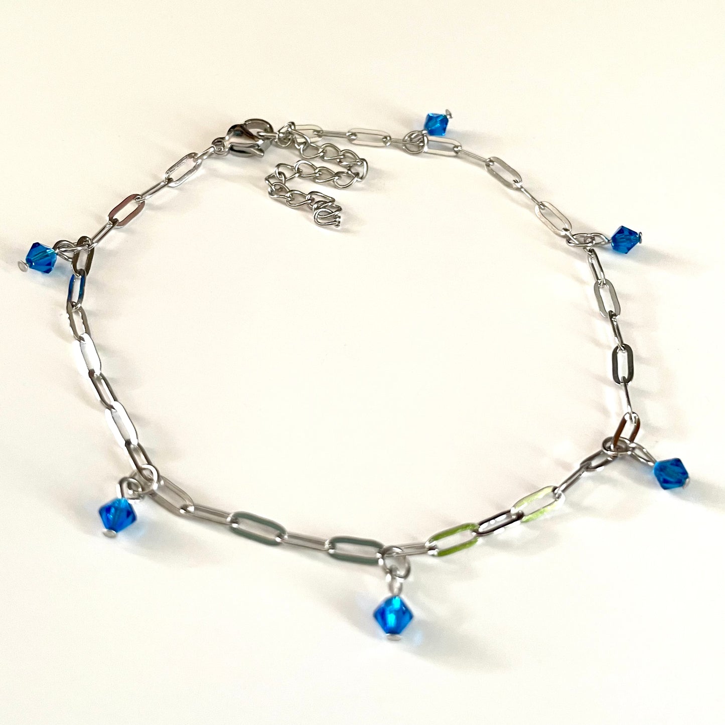 Chaîne de Cheville avec cristal bleu capri